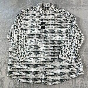 Murano Shirt Mens 4XB White Geometric Abstract Lightweight‎ Party Casual Preppy